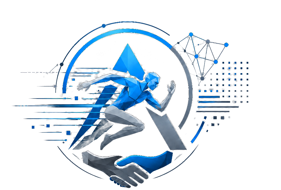 adamhub Markenzeichen — stilisierte Sprintfigur